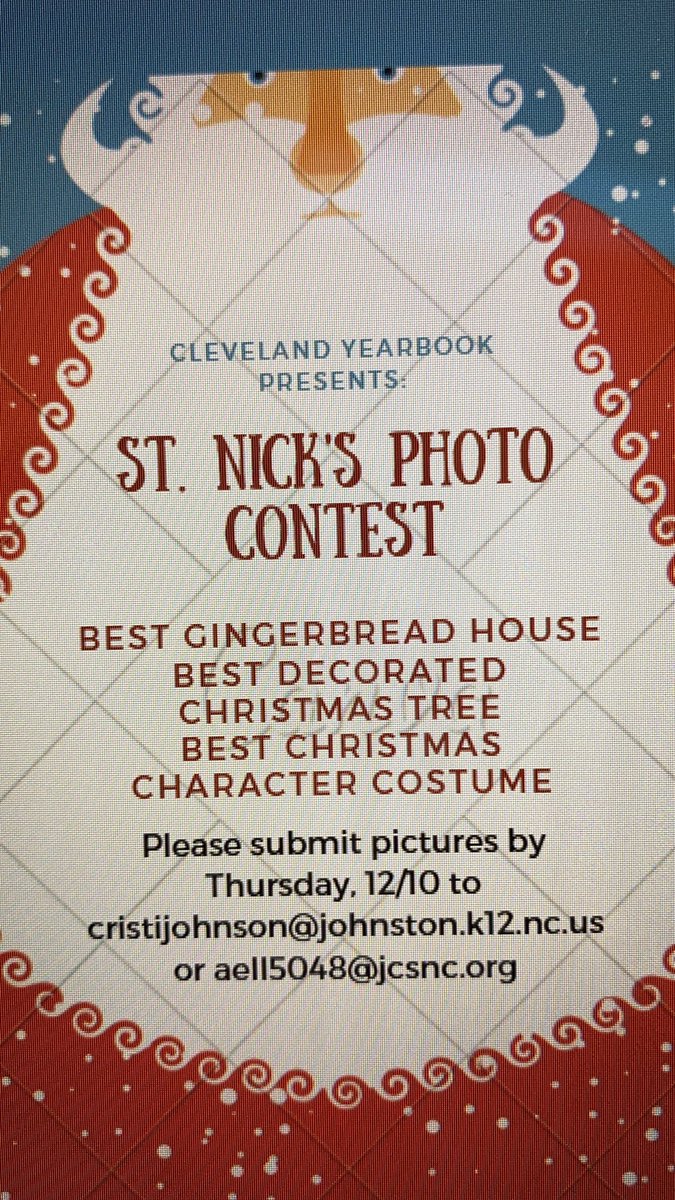 CvHS’ Yearbook is holding a holiday photo contest! Submit your pictures! <a href="/cvhssca/">CvHS Student Council</a> <a href="/CvHSYearbook3/">CvHS Yearbook</a> <a href="/CVHSCounselors/">CVHSCounselors</a> <a href="/TheOfficialCvHS/">Cleveland High NC</a>