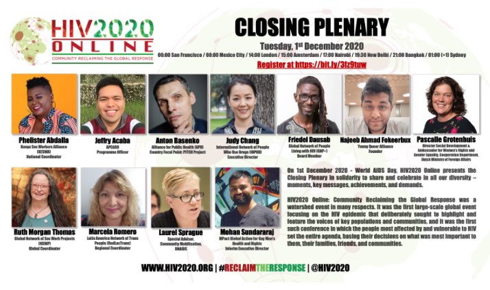 charliebach's tweet photo. Attending the #HIV2020 closing plenary

Very insightful conversations on how we can meet the 2030 target of no new HIV transmissions.

#WorldAIDSDay https://t.co/Da9daYWD7s