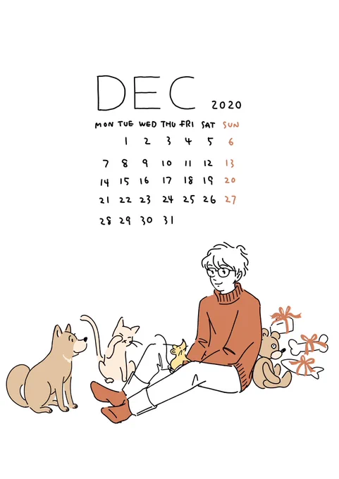 2020/12/01今年もあと1か月。いろいろあったね。たくさん話してあれこれ笑ってみんなで歌ったね。ありがとう、いつも。よろしくね、これからも。#カレンダー#calendar#12月#sayako_illustration今年最後のカレンダー、なんだか感慨深いです。 