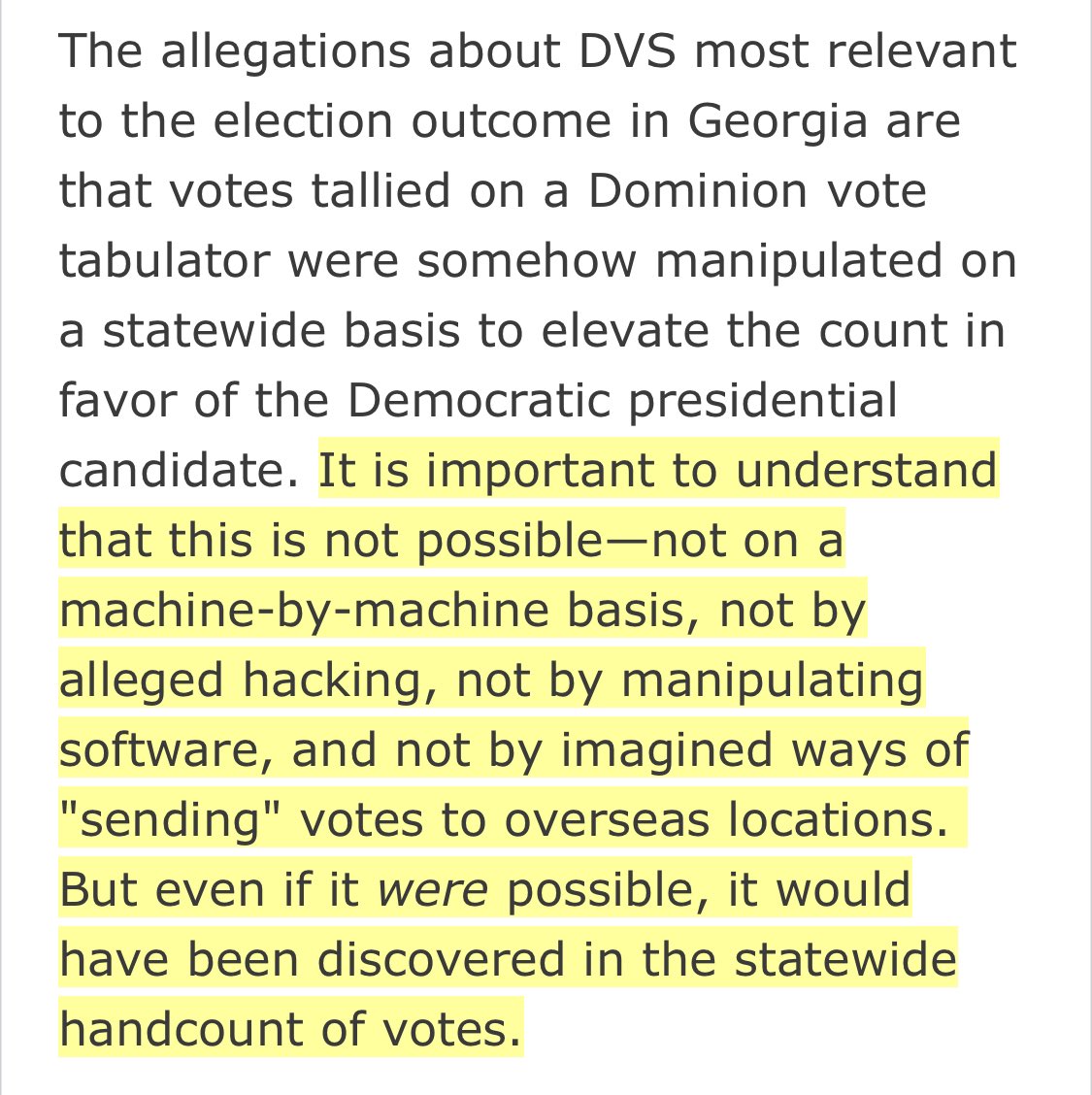 Dominion Voting Systems put out a blog explaining the many ways the Trump conspiracy theories don’t make any sense. https://www.dominionvoting.com/dominion-statement-on-sidney-powell-charges/