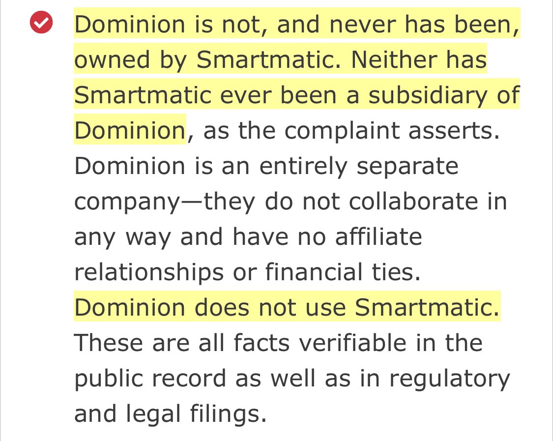 Dominion Voting Systems put out a blog explaining the many ways the Trump conspiracy theories don’t make any sense. https://www.dominionvoting.com/dominion-statement-on-sidney-powell-charges/