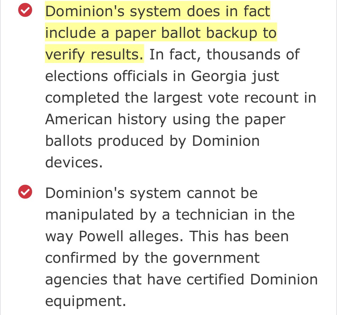 Dominion Voting Systems put out a blog explaining the many ways the Trump conspiracy theories don’t make any sense. https://www.dominionvoting.com/dominion-statement-on-sidney-powell-charges/