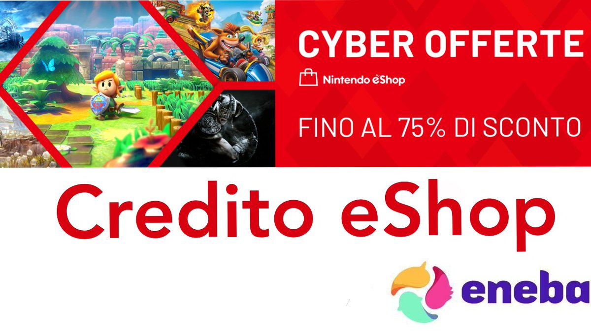 Direttamente dal canale Offerte: t.me/VideogiochiOff… 👇

🔺Sono arrivati i Saldi del #Nintendo #eShop: Le Cyber Offerte.

Risparmia ancora di più comprando le schede di credito su #Eneba.

🔗ad.admitad.com/g/gx9srs78rn64…

#NintendoSwitch #Zelda #Mario