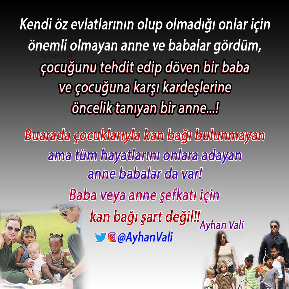 Ayhan Vali
Klinik #Psikolog,
Tek başına"#Yaşasınİnsanlık"adlı yapmak istediği yürüyüş için,her türlü #destek olmanızı önemle rica edriz.
destek olan <a href="/AyhanVali/">Long live humanity</a>'ye değil İNSANLIĞA destek olur.

#insan #çocuk #Anne #Baba 
#sevgi #Aşk #iyiakşamlar #iyigeceler #Gunaydin #GeceyeBirNot