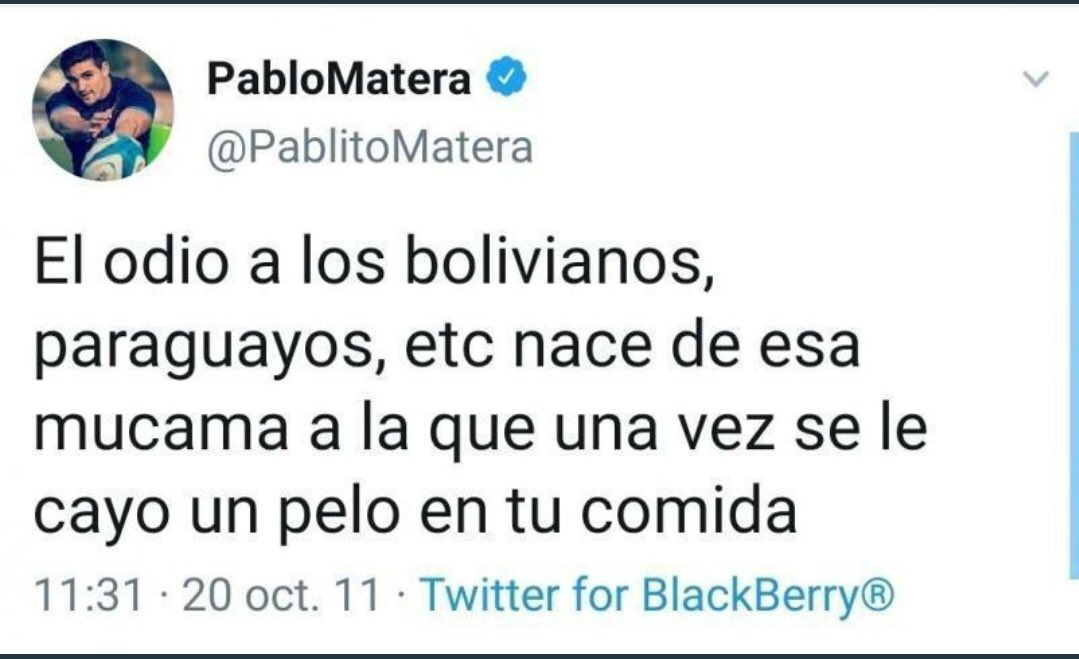 JoseLChilavert_'s tweet photo. Sr Pablo Matera los Bolivianos y Paraguayos somos personas honestas,trabajadoras,pero No racista,usted le hace mucho daño al rugby y a su hermoso País,tu no has ganado nada.🧤🧤🇵🇾 https://t.co/xSc3FwUsXV