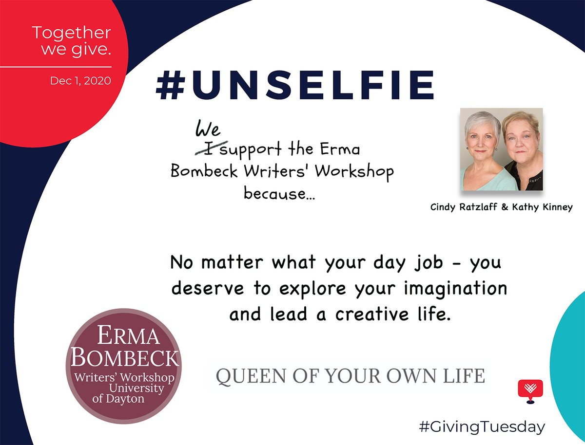 ebww's tweet photo. "No matter what your day job — you deserve to explore your imagination and lead a creative life." Thank you, @QueenofOwnLife, for supporting #ebww. Become an Erma champ: https://t.co/cYYUlGqcVy #GivingTuesday https://t.co/gyIOgO5CCw