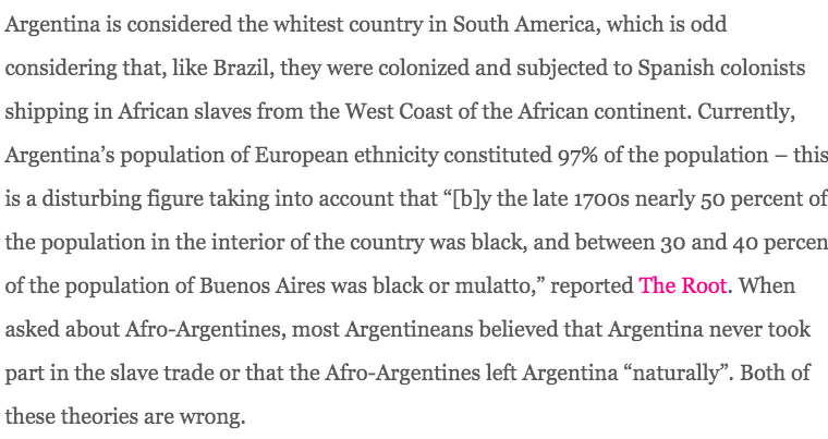 Additionally, we really, really recommend this piece on Afropunk talking about the dimensions of anti-Blackness+white supremacy in Argentina. There is a huge gap in knowledge on European settler colonialism in  #Wales. This effects these conversations https://afropunk.com/2018/07/argentinas-black-population-has-been-systematically-erased-removed-in-whitewashing-effort/ 4/