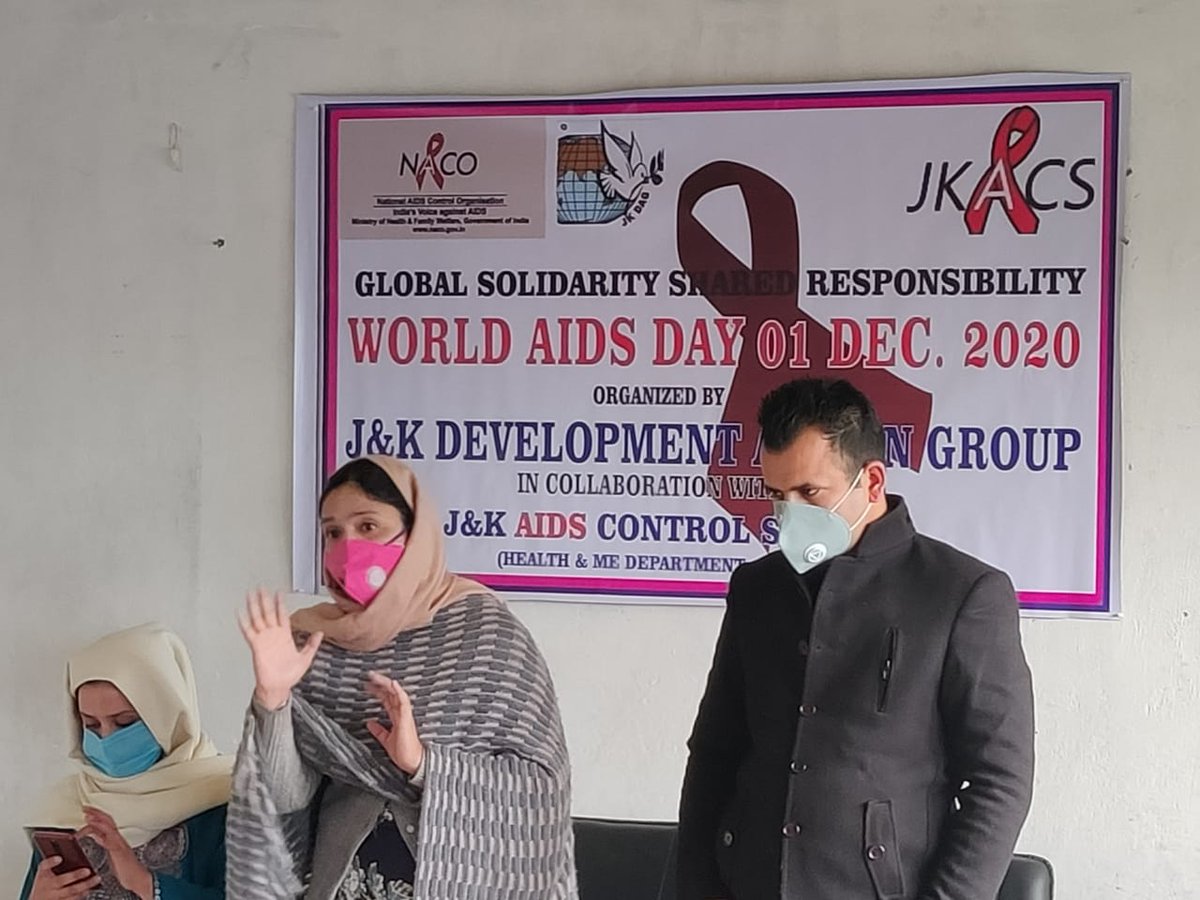 JKDAG's tweet photo. JK Developmental Action Group (JK DAG) observes World AIDS Day today at Anatnag J&amp;K.The theme of World AIDS Day 2020 is “Global solidarity, shared responsibility”. The World AIDS Day was first marked in 1988 https://t.co/8ifUkPpVVw