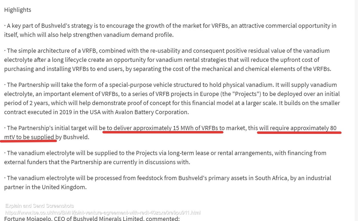 15MThe last big question is VRFBs ability to capture enough of the market.Lets revisit that Roskill 775mtV fig. in 2023.In March 2020 BMN announced a deal with Redt (now Avalon) for vanadium rental (not even going to go there on its worth for demand through to 2023),