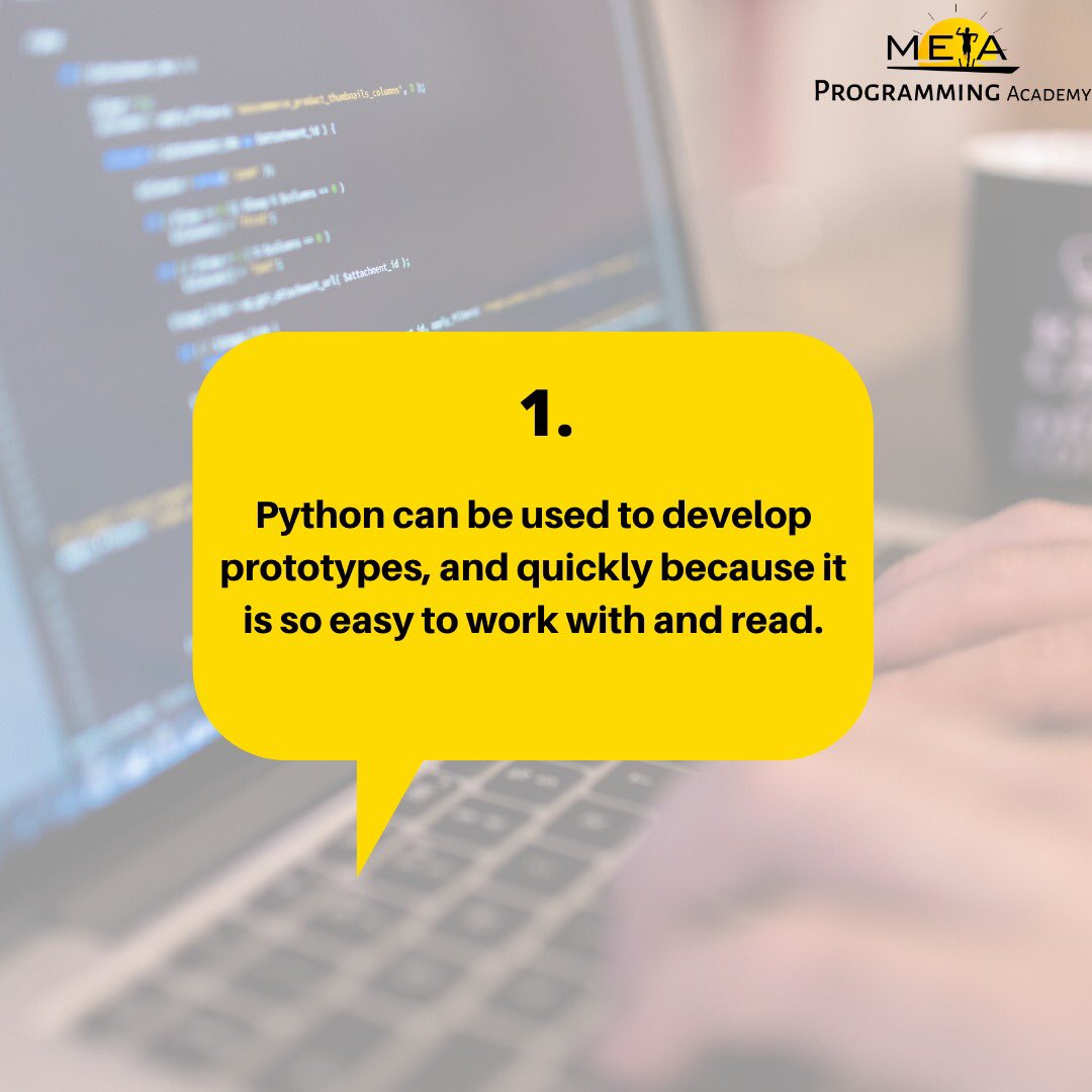 MetaProgAcademy's tweet image. 3 reasons why you need to learn Python.
Swipe to see 3 reasons why you need to learn Python.
Remember, you can register for our python classes, click the link in our bio.
#MetaprogrammingAcademy
#Alternativeeducation
#PythonLessons
#PythonProgramming