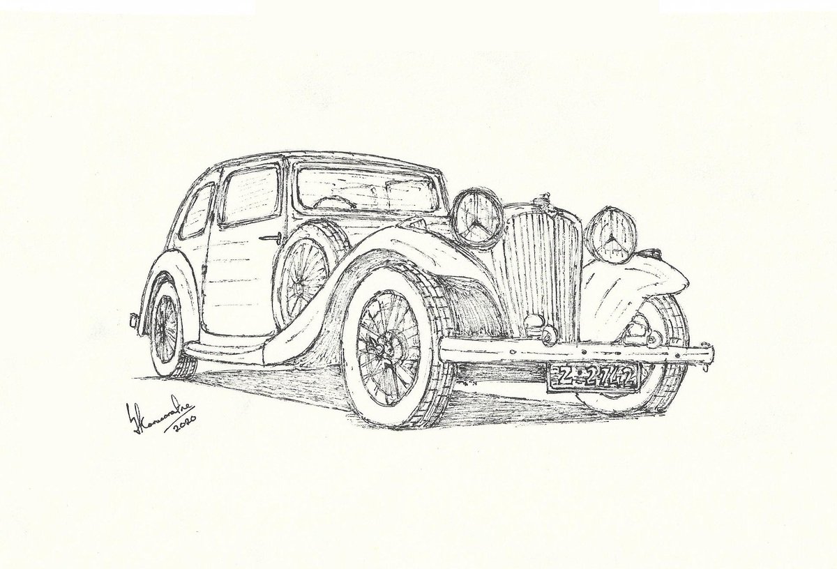 artist_lahiru's tweet photo. A pen and ink sketch drawing of a 1935 Jaguar S.S. One first owned by his excellency the first prime minister of India Jawaharlal Nehru. #drawing #sketch #penandink #inkart #inkdrawing #pendrawing #jaguar #ssone #jaguarssone #cars #carart #vintage #vintagecars #historic #ceylon https://t.co/iyvVTCR6n2