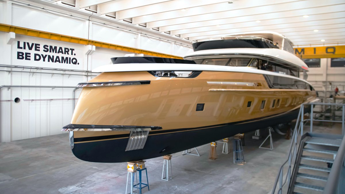 After 24 months of engineering and construction, the very first 41-metre Dynamiq GTT 135 Stefania is ready for launch at the company’s shipyard in Massa, Tuscany, and looking every inch a superstar!