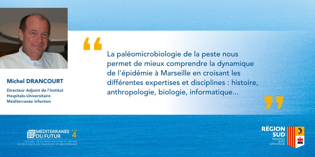 MaRegionSud's tweet photo. "La paléomicrobiologie de la peste nous permet de mieux comprendre la dynamique de l'épidémie à Marseille en croisant les différentes disciplines : histoire, anthropologie, biologie, informatique..." Dr Michel Drancourt #MdF4 #MediterranéeduFutur @IHU_Marseille @raoult_didier https://t.co/fKIvwNxYcQ