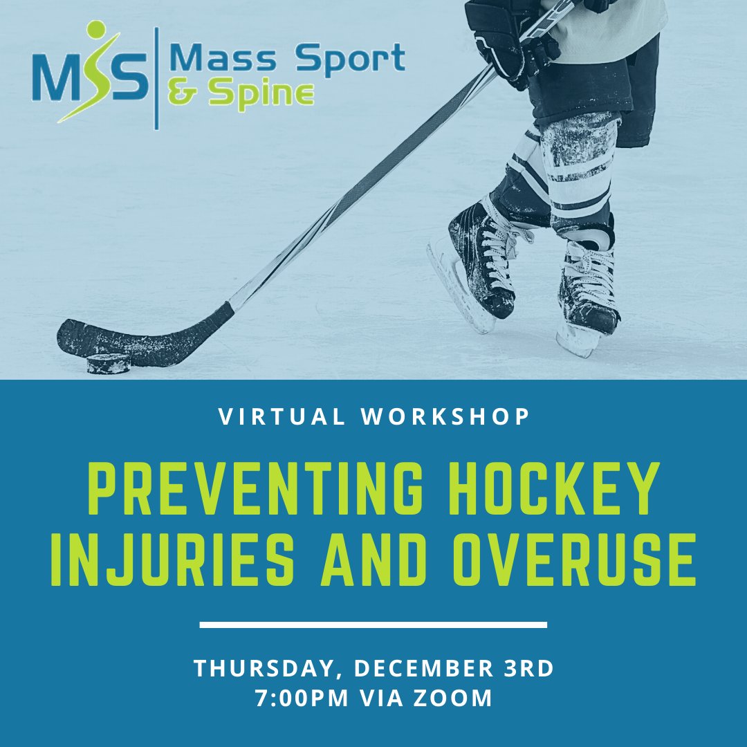 Virtual Workshop 12/3 @ 7PM, Preventing Hockey Injuries and Overuse! Don't miss this awesome event, sign up here bit.ly/2to6zoR