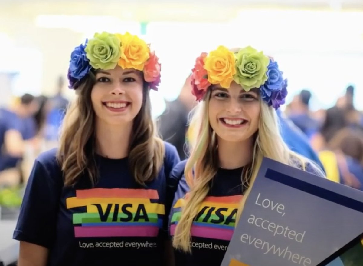 Here  @VISA wraps itself in the rainbow flag. In Poland  @VISA advertises on a state-run media channel that demonizes LGBT people, backs a party trying to make Poland an "LGBT-free zone," and foments violence against Polish LGBT people.