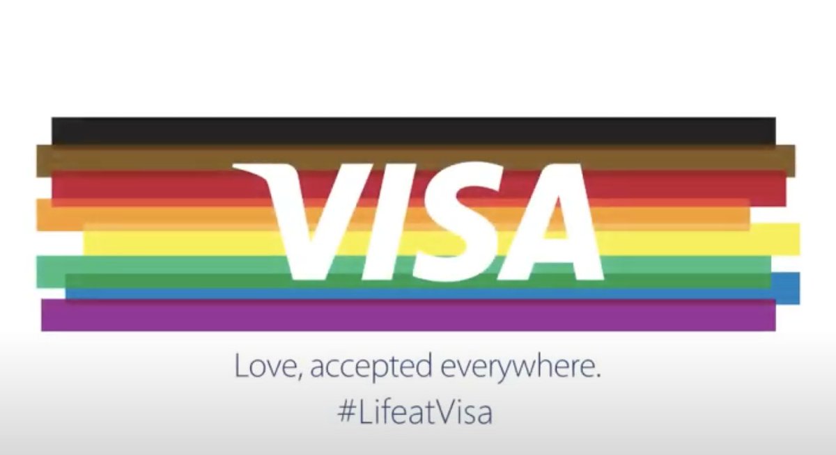 Here  @VISA wraps itself in the rainbow flag. In Poland  @VISA advertises on a state-run media channel that demonizes LGBT people, backs a party trying to make Poland an "LGBT-free zone," and foments violence against Polish LGBT people.