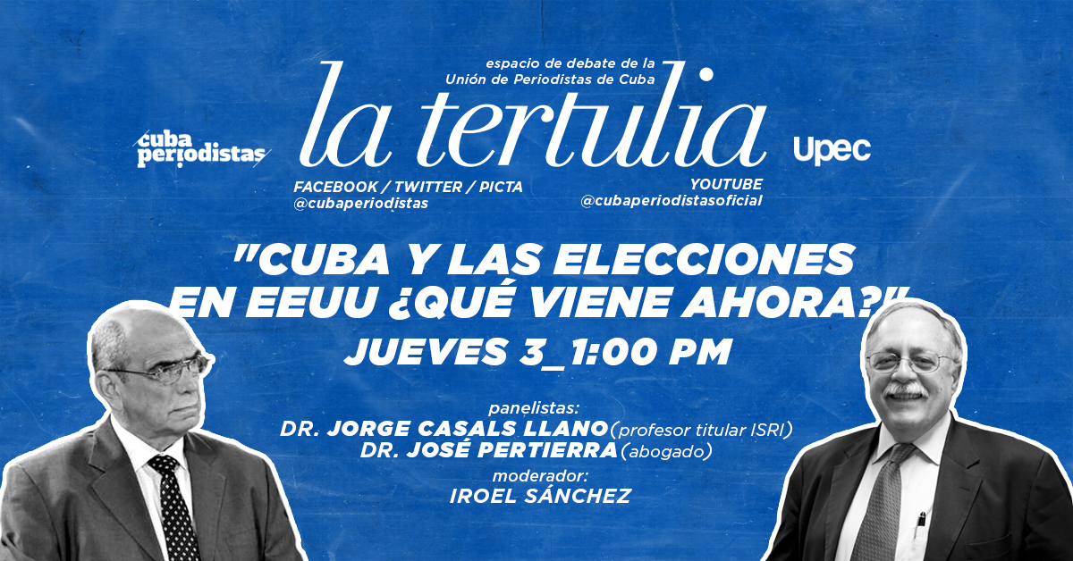 Regresa "La Tertulia" a la UPEC, con José Pertierra @guaguaP11 y Jorge Casals. Modera <a href="/iroelsanchez/">Iroel Sánchez</a> 

Este jueves, emitimos en directo desde la 🕐pm, por todas nuestras redes.

No te lo pierdas 🔥👇🏽