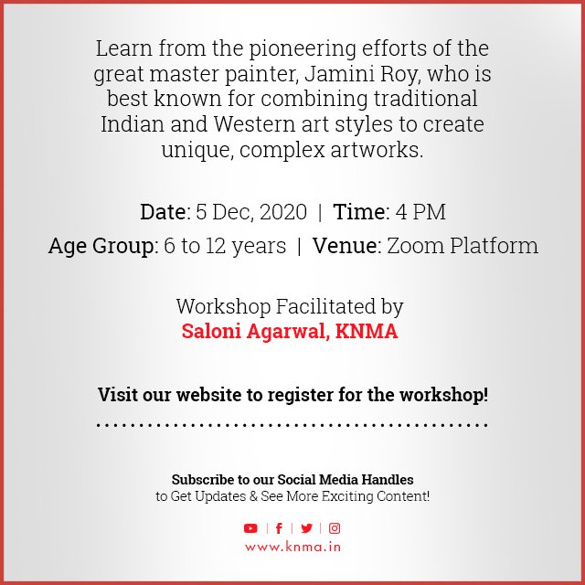 KNMAIndia's tweet photo. #TheArtQuest - an artistic workshop series for children aged 6 to 12 that will dive into the art practice of some of the greatest artists from India and across the globe!

To register for the first session on 5th December, visit the link 
https://t.co/lxhjQokSu0

#KNMAWorkshops https://t.co/0v9C2vN4XR