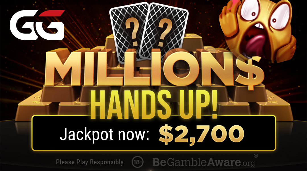 GGPoker's tweet photo. HIT THE JACKPOT TONIGHT ON https://t.co/X3UnNaT2qg!

It's the High Rollers SuperMILLION$ Final Table!

Guess the HOLE CARDS of the WINNING HAND, and WIN THE CASH.

JACKPOT IS NOW A HUGE $2,400.

(One guess each, BEFORE 1800 UTC)

RT &amp; NICKS! https://t.co/tdaboVc2iT