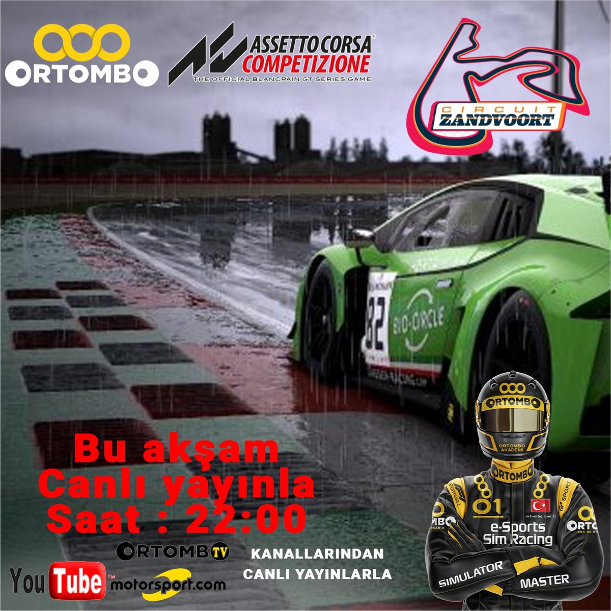 Bu akşam Ortombo akademi assetto corsa competizione takımlar şampiyonasında sezonun 4.yarışı zandvoort pistiyle devam ediyor... Saat 22:00'de canlı anlatımla youtube/ortombotv kanalında..
<a href="/Motorsport_TR/">N🫠</a> <a href="/Ortombo/">Ortombo</a>