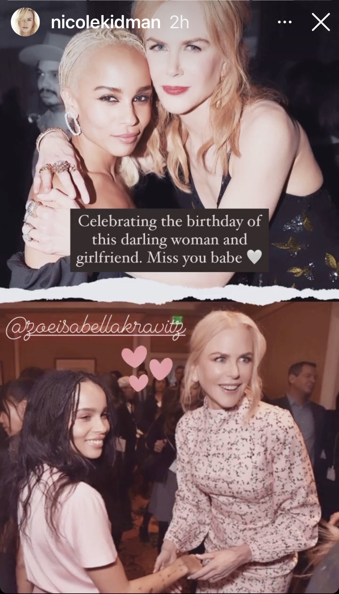 Nicole Kidman celebrating Zoe Kravitz Birthday Happy Birthday Zoe  