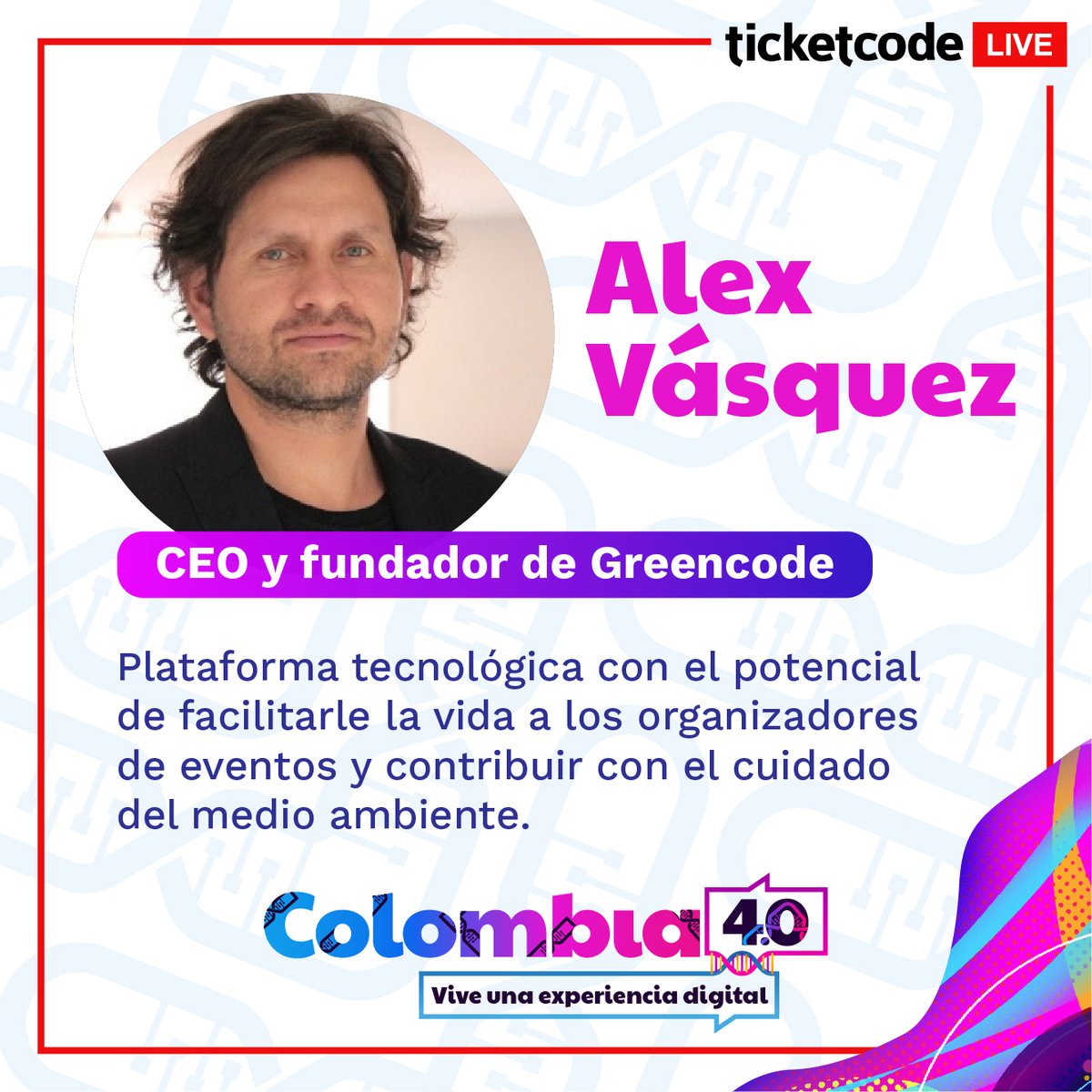 TicketCode's tweet image. Inspírate con la conferencia de nuestro CEO @alexgreencode, sobre emprendimiento digital y conoce la historia detrás de #Ticketcode, este 1 de diciembre en #Colombia40. Inscríbete ¡GRATIS! en col40.co