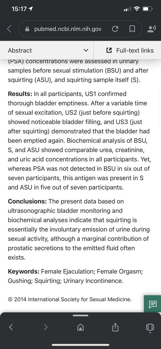 I have attached copies of the research. It was published in the Journal of Sexual Medicine 2015.They got women who squirt,They analyzed the contents of the squirt fluid, they monitored their bladders before sexual excitation and afterwards.What they found was quite amazing.