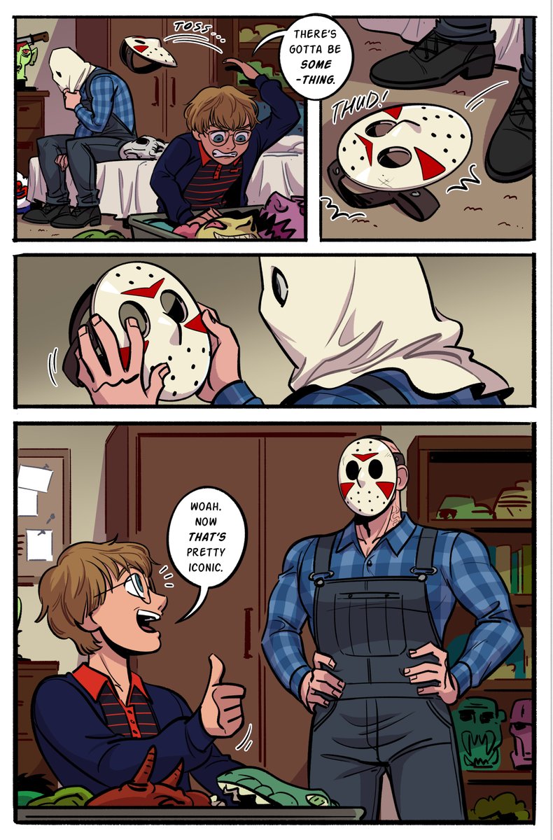 I figure the way Camp Counselor Jason gets his hockey mask in this AU is actually from Tommy Jarvis since Tommy made a lot of special effects masks as a kid! 