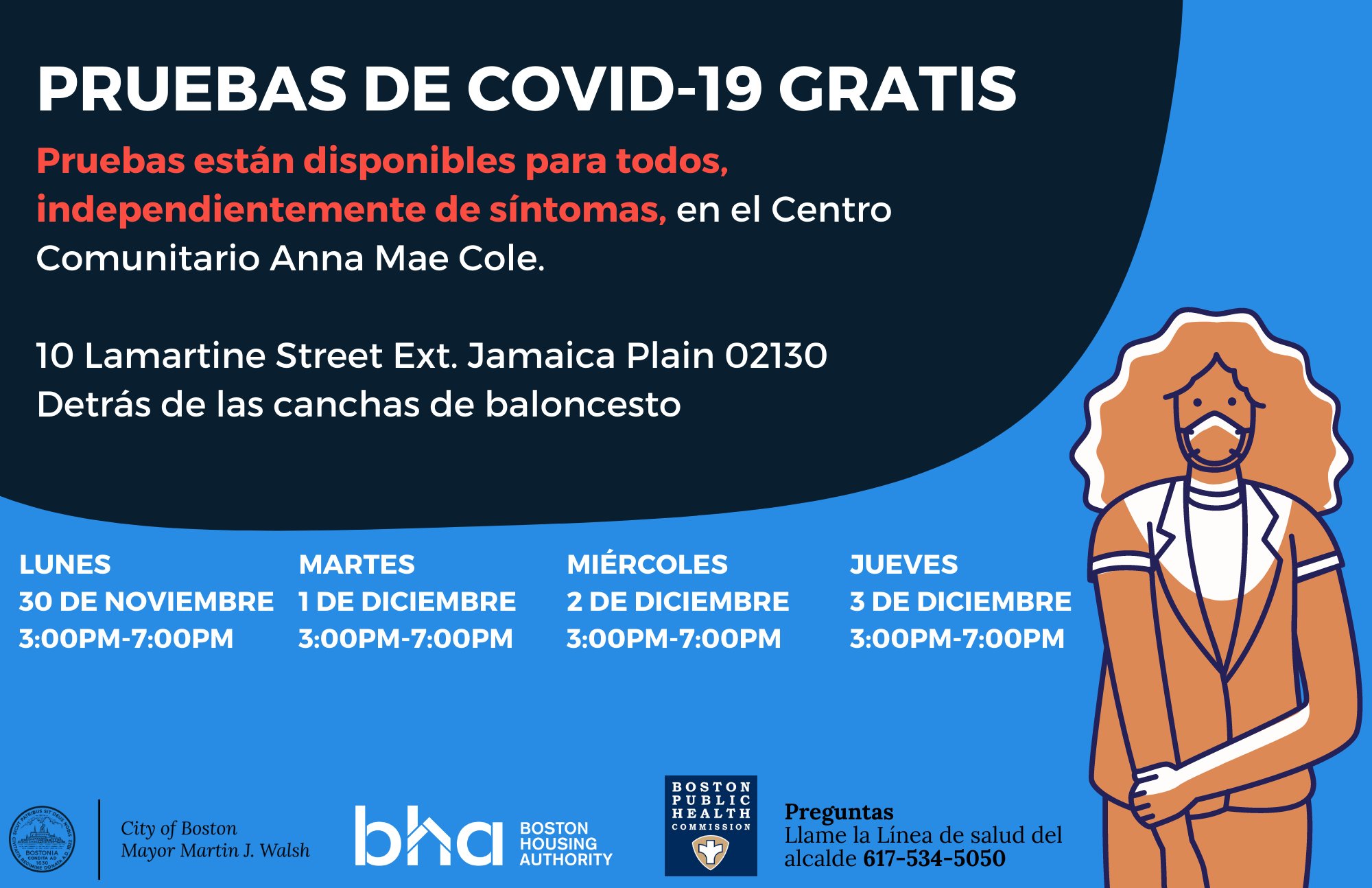 City Of Boston En Twitter And Don T Forget About Our Free Covid19 Testing Site In Jamaica Plain At Anna Mae Cole Community Center Through Thursday The Walk Up Site Is Also Available To