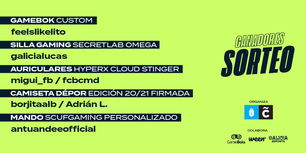 teresaherreragg's tweet photo. ๐๐ข Ya conocemos a los afortunados ganadores del #SORTEO del I Trofeo #eteresaherrera! ๐ฅ๐ฎ
Pues se llevan unos fantรกsticos premios por participar, desde luego! ๐๐๐
Nos vemos en la prรณxima ediciรณn!!! โ
#TROFEOeTH #gaming #esports @coruna_deportes https://t.co/tEdoODHgBO