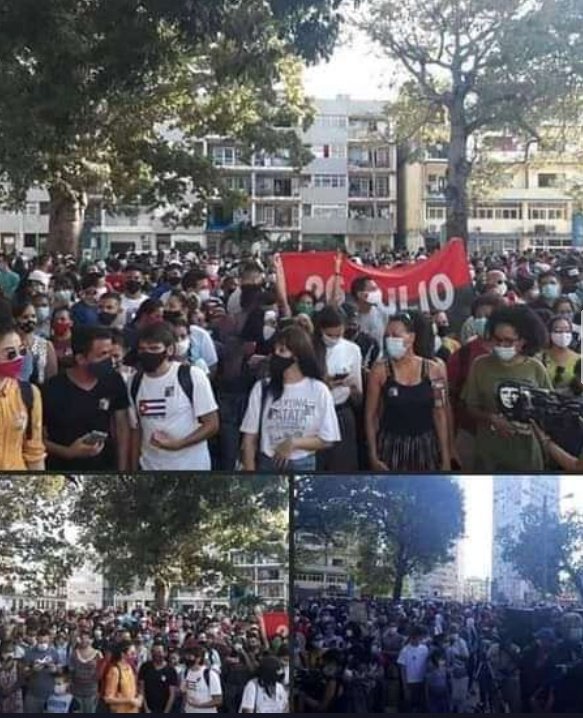 FidelLahijade's tweet photo. Manifestación en #Cuba es esta!!!, donde una multitud de jóvenes nos congregamos en el parque Trillo para reafirmar que estamos del lado de la Revolución. https://t.co/C2EEuGEWam