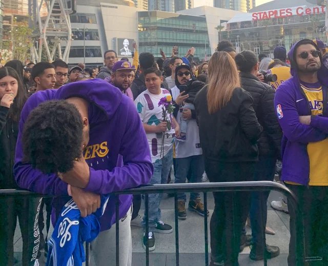 The Lakers had to endure the brunt of Kobe’s death, and Quinn Cook stood amongst all of Laker nation at the memorial to remind them, that he is one of us at his core. A fan of the game, and just like us, Kobe was our hero growing up. One of the most iconic images of this season.