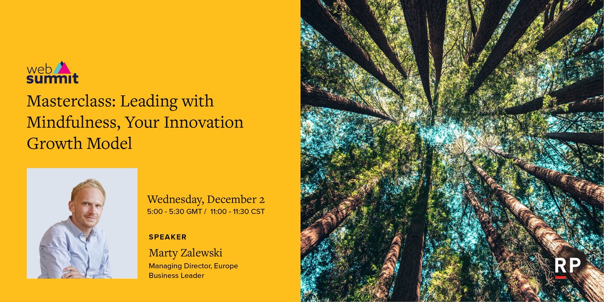 Rightpoint's tweet image. Attending @WebSummit? Be sure to join us tomorrow where @TheMindfulEye will speak on how to combine principles of mindfulness, design, and purposeful technology to supercharge growth. bit.ly/35NdgkV #websummit