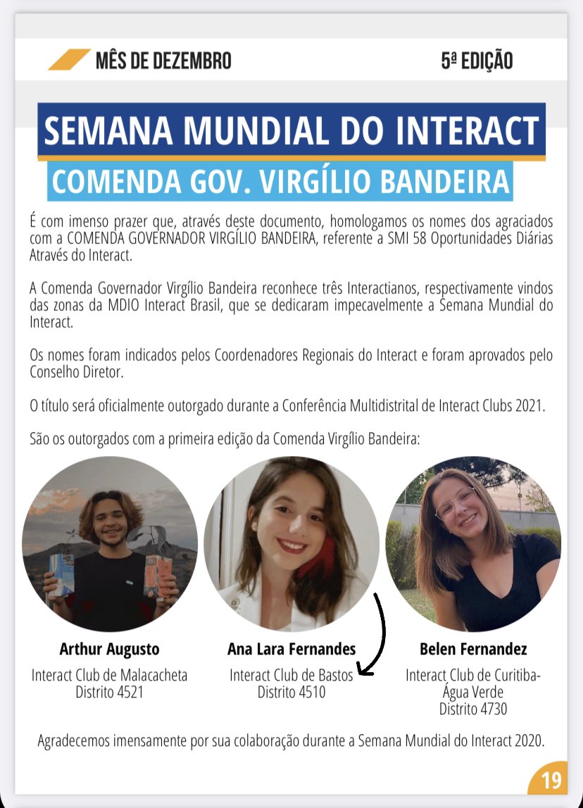 interactbastos's tweet photo. ALÔ, TIO PAUL HARRIS!!!!!

Nosso clube e nossa presida estão no Boletim Informativo do mês de dezembro da MDIO, é isso mesmo???? Siiimmmm 🥳

Ainda em clima de Semana Mundial!! Um orgulho para a história do IC de Bastos ⚙️ https://t.co/vmrhExQGWT