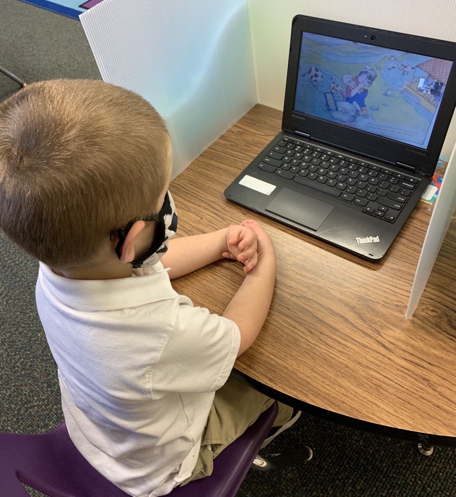 Kelly Miller K-4 Scholars listen attentively to a story read by the Media Specialist. Great Job!
