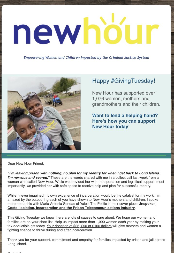 You all know what day it is! #GivingTuesdayNow, make a gift today if you can, we appreciate you! Newhourforwomen.org/donate