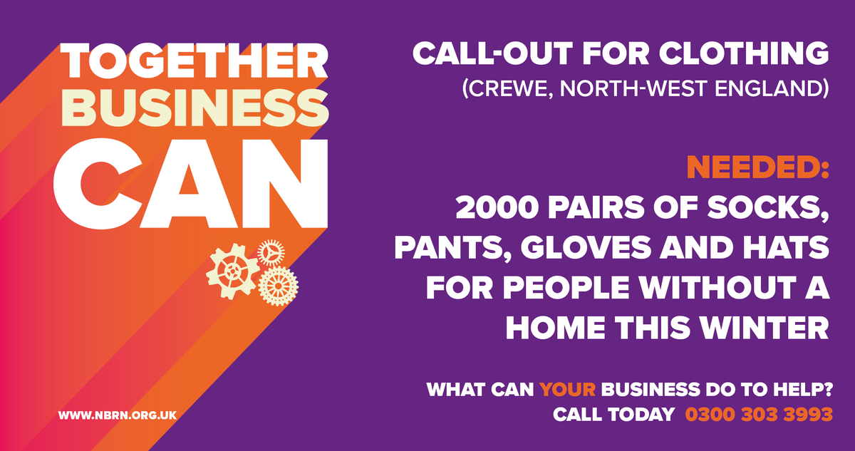 BITC's tweet photo. Can your business help with this ask for warm clothing? We receive requests like this - for a range of different items - from all over the UK. However you can help, please call 0300 303 3993 to offer your support today. https://t.co/8cPgWvBKWj #TogetherBusinessCan #NBRN https://t.co/mlw9Df8xQE