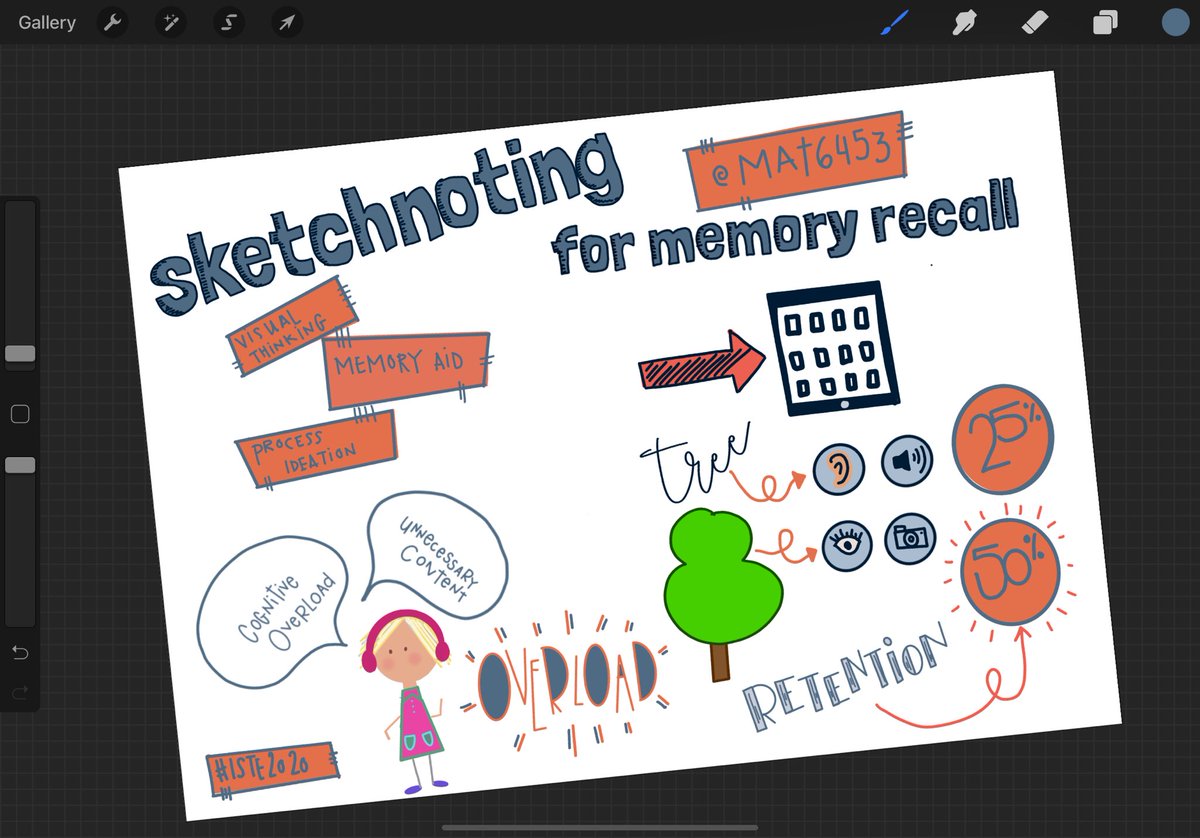 Great #ISTE2020 session on #Sketchnoting from <a href="/mat6453/">Mathew Pullen 🌈</a>!
❤️ learning about the theory and why behind how this benefits our learners!

Here are my takeaways from the session. ☺️
#AppleEDUchat #ADESketchnote