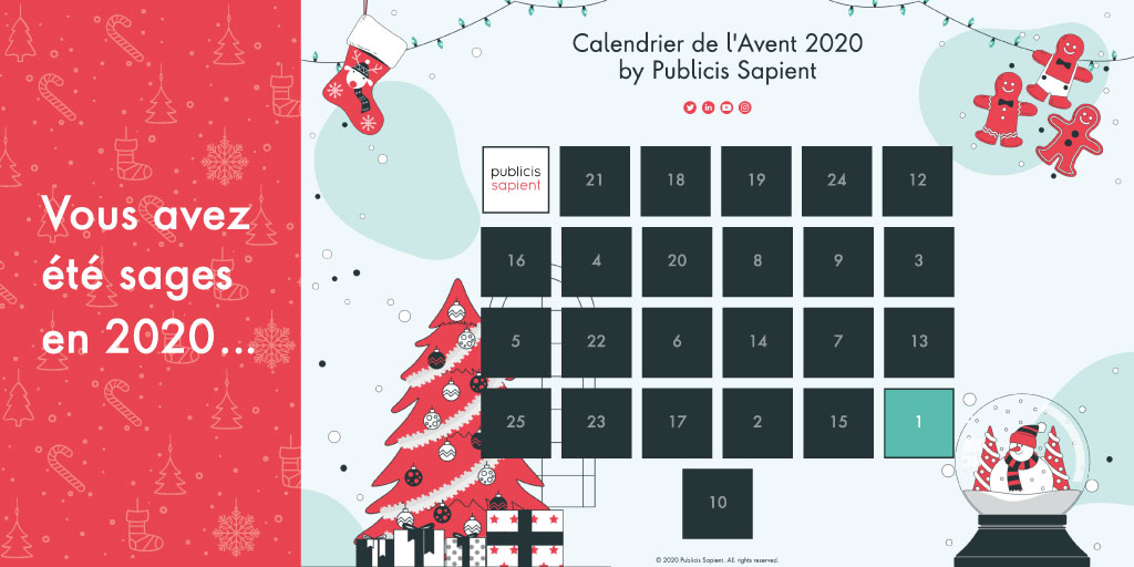 PubSapientEng's tweet photo. Est-ce que vous avez été sages en 2020 ? 😁

À l'occasion des fêtes de fin d'année et de #Noël, découvrez chaque jour ce qu'il se cache derrière les cases de notre #CalendrierdelAvent 🎁 

Pour ouvrir la première case :
👉⬜  https://t.co/hAnCgU0Z9c https://t.co/uStk9T7zoQ
