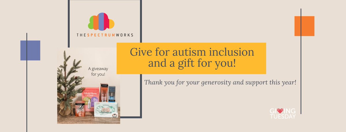 neurotalentwrks's tweet photo. Give with us for #autism #inclusion and building workplaces that embrace #neurodiversity (a diversity of minds)!  As a thank you to our donors, we are hosting a #giveaway!!  Visit our Facebook page to enter and learn more!  #GivingTuesday2020 #GivingTuesday #DiversityandInclusion https://t.co/1IR4U6KllA