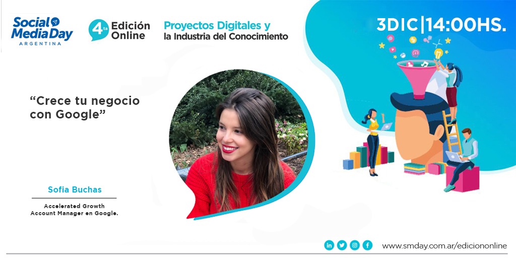 Digitalinterac's tweet photo. Este 3 de diciembre, Sofia Buchas, Account Manager de Google, nos hablará sobre “Crece tu negocio con Google”
#SMDayAr https://t.co/ApHvcjaTaT