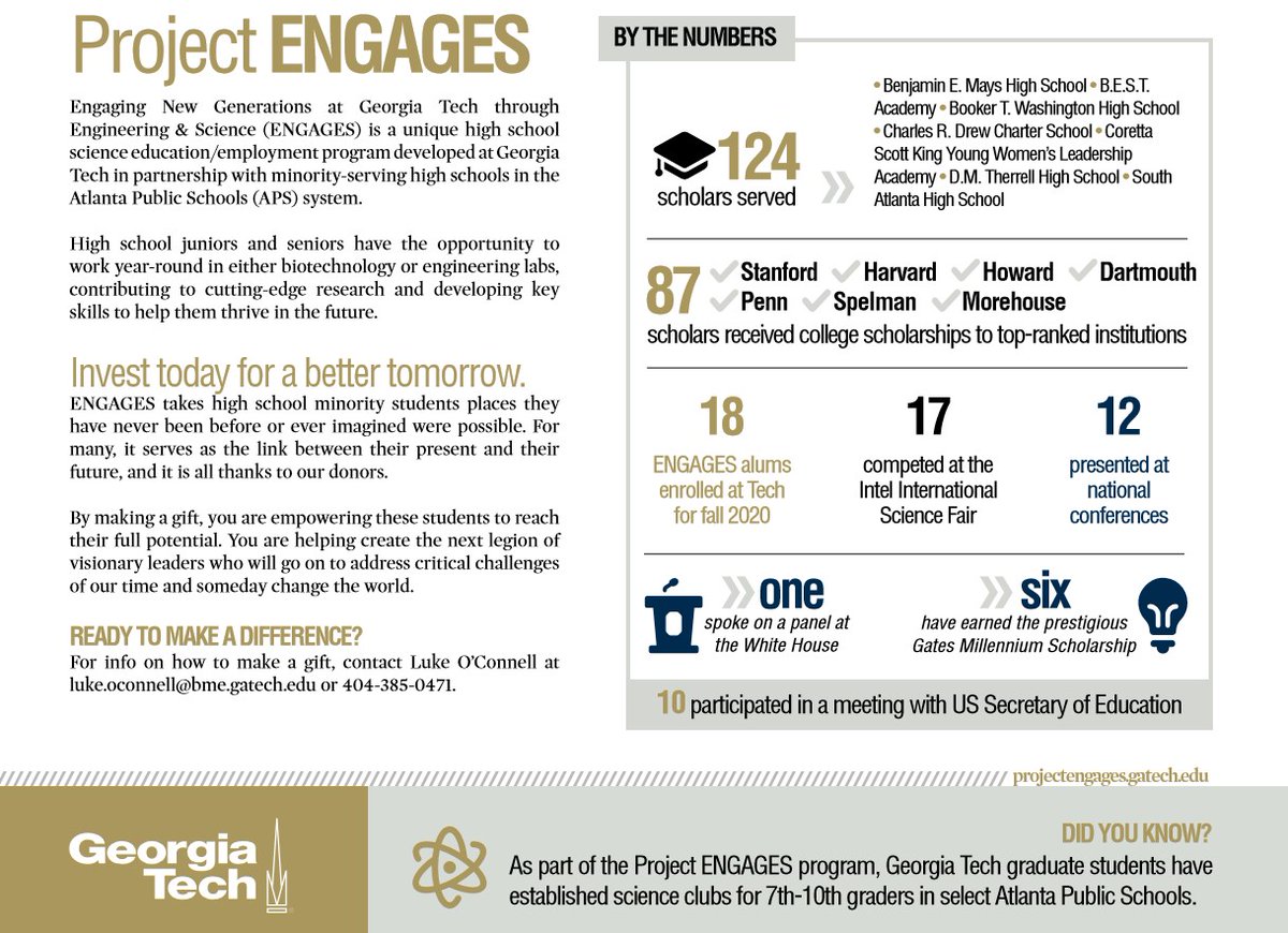 Science_Is_US's tweet image. #ProjectEngages is a unique high school education/employment program developed at @GeorgiaTech that provides students a #STEMeducation experience to help prepare them for #futurejobs. Learn more: projectengages.gatech.edu #STEMworkforce #innovation