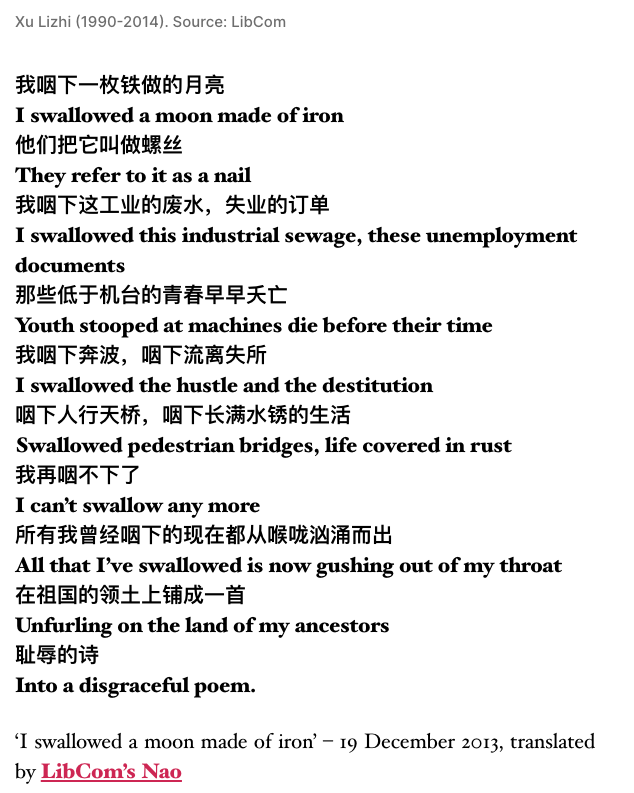 His most well-known piece: "I swallowed a moon made of iron", translated by Nao project