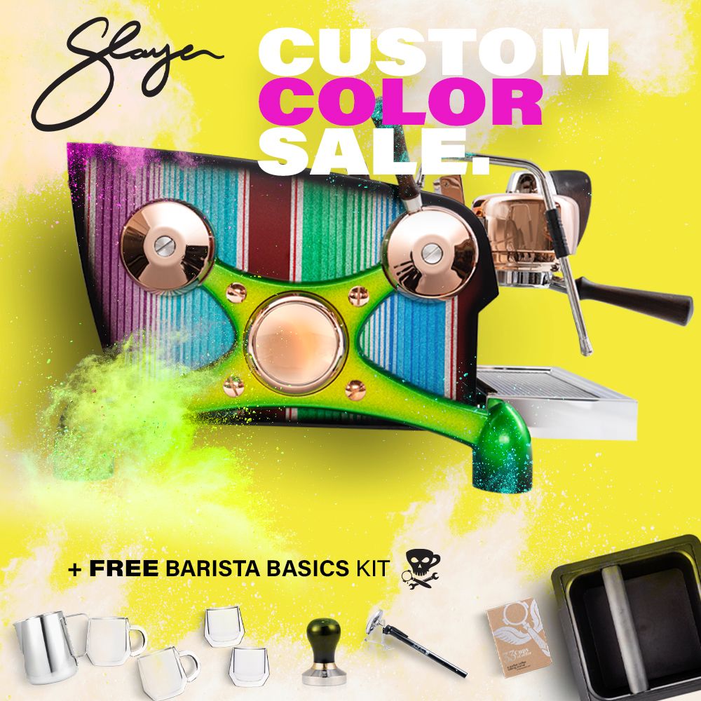 Your eyes are not deceiving you. Through the end of the year, get three sides of custom color on a Slayer Single Group machine. - THINK OF THE POSSIBILITIES
.
All qualifying purchases will receive a complimentary over $150 Barista Basics Kit.
buff.ly/3mEMxN2