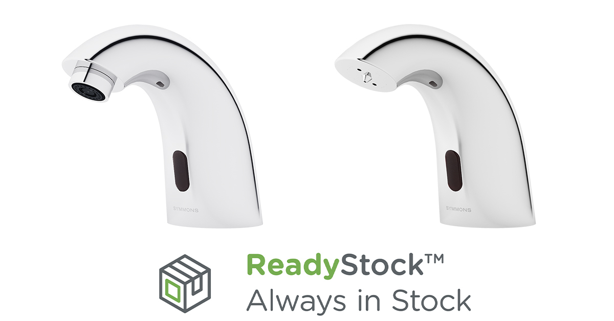 Symmons all-new Origins® Sensor Faucet &amp; Soap Dispenser are now part of our ReadyStock program! Reliability and performance that can’t be touched, in fixtures that don’t need to be. See symmons.com/readystock for more details.