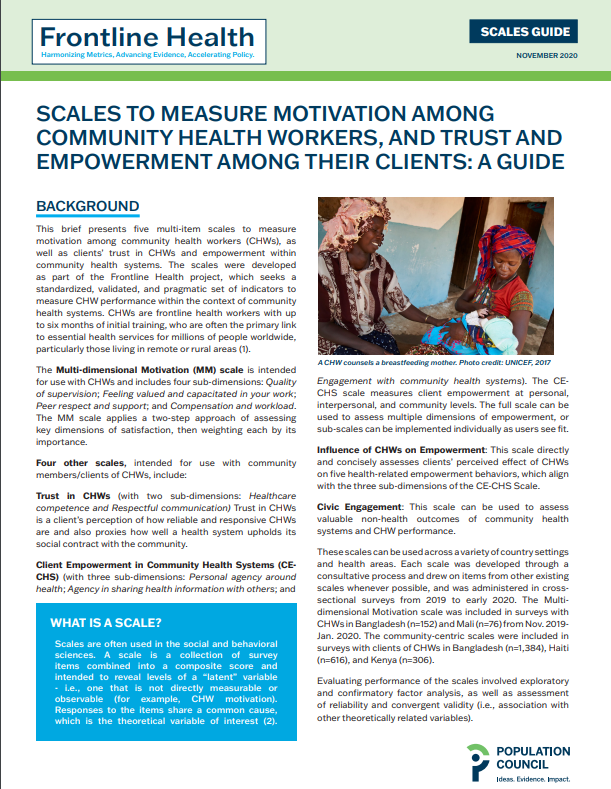 Sarah_M_Kennedy's tweet photo. Evidence shows #CHWmotivation affects their performance, ultimately influencing #communityhealth outcomes. The Frontline Health project has scales to measure that! Interested in learning how? Click here: https://t.co/EYZwkIdIjF https://t.co/yhs1haJR6N