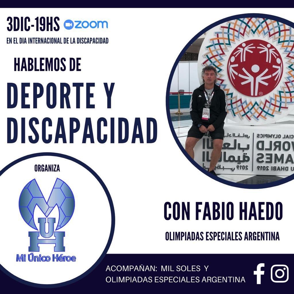 jarvisezequiel's tweet photo. CHARLA VIRTUAL “HABLEMOS DE DEPORTE Y DISCAPACIDAD”

Comparto esta actividad organizada por “Mi Único Héroe”, una charla virtual con Fabio Haedo, director de deportes especiales de NOEA. 
Para participar inscribite en el link 👉 https://t.co/nfcSnT0Q9o https://t.co/ZSnNXrEkpA