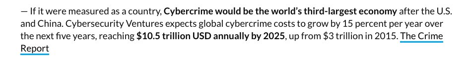 Cyber_Lantern's tweet photo. #Cybercrime grows to $6 trillion in damages to be caused in 2021! That would make it the third largest economy! And the transfer of wealth is not voluntary in this case! As a #smb how are you preparing to protect your team &amp; assets?https://t.co/EzAgQkjEfx #cybersecurity https://t.co/cvxC4tGjKo