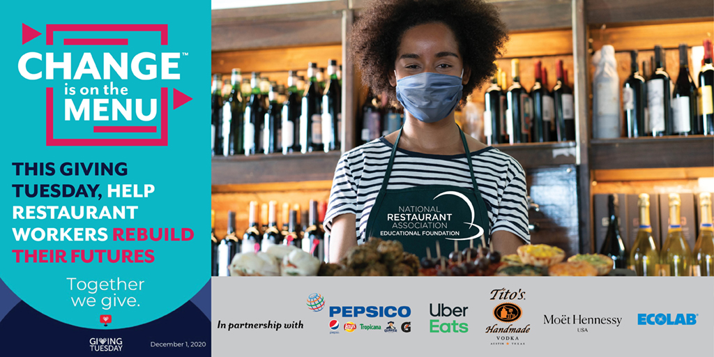 WeRRestaurants's tweet photo. Help @NRAEF give back to the restaurant industry this #GivingTuesday! #ChangeIsOnTheMenu and they need your help to get restaurant employees back to work. Learn more and donate today: https://t.co/qyZbMEcEhV. https://t.co/A3ahoNadDd