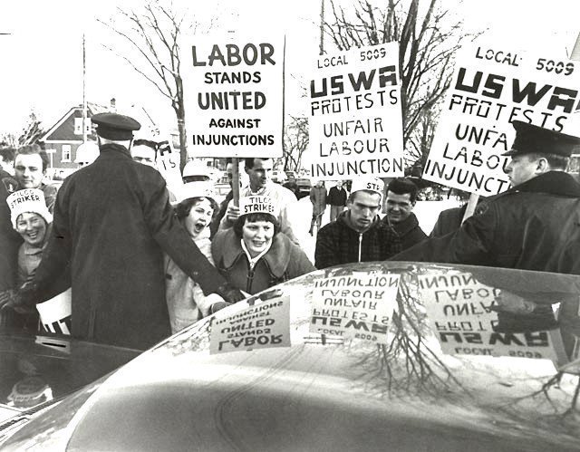 On this day in 1965, workers began a strike at Tilco Plastics in Peterborough over harassment and low wages. Co-owner Harold Pammett was accused of bad faith bargaining and stated "we are going to run this business our way, not the union way."  #canlab  #cdnpoli  #onpoli